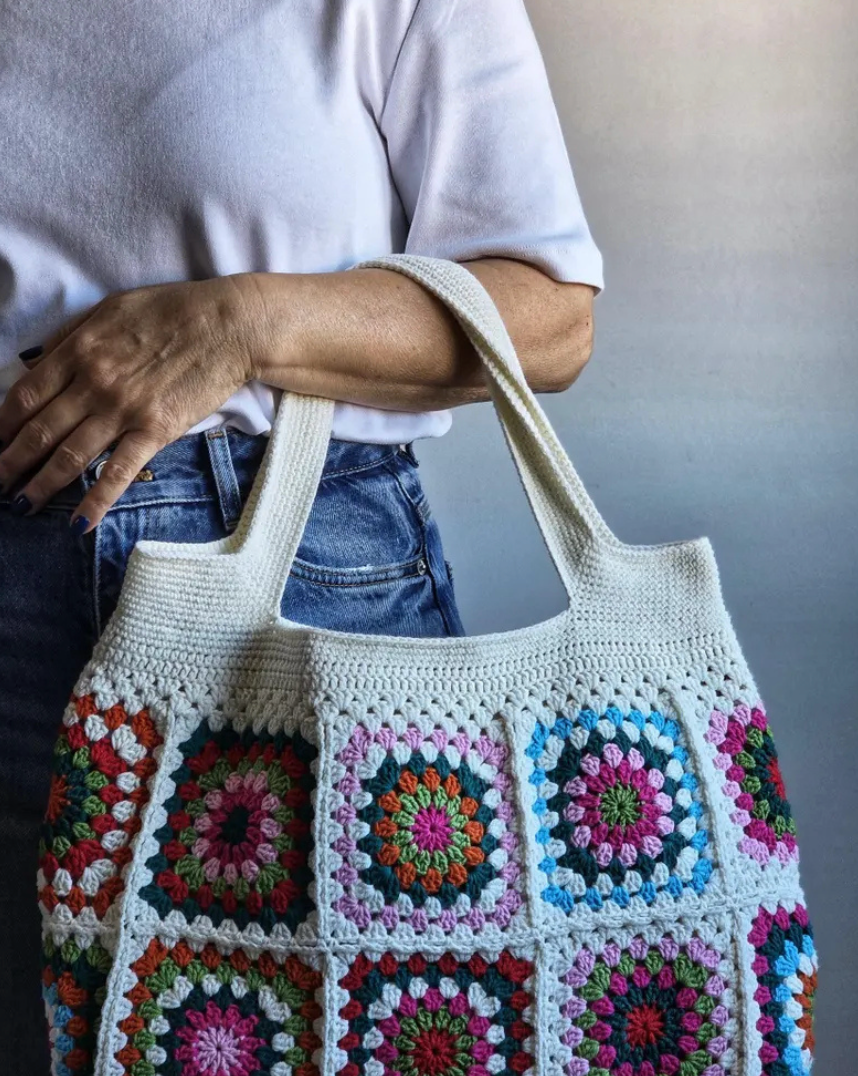 Granny Square Crochet Tote Bag