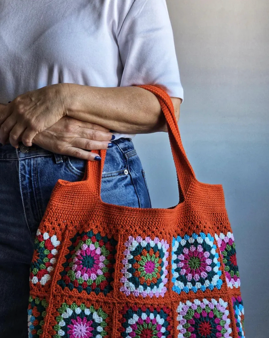 Granny Square Crochet Tote Bag