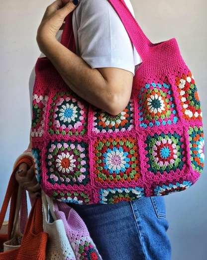 Granny Square Crochet Tote Bag