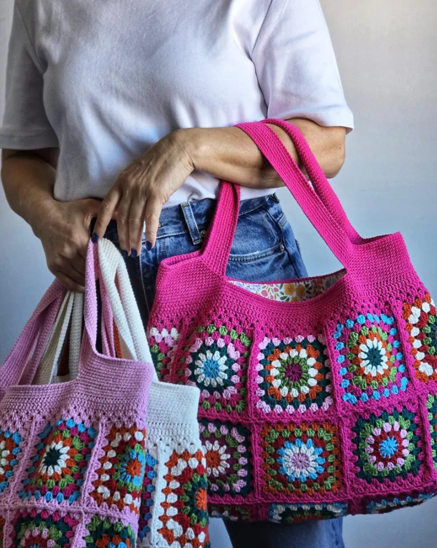 Granny Square Crochet Tote Bag