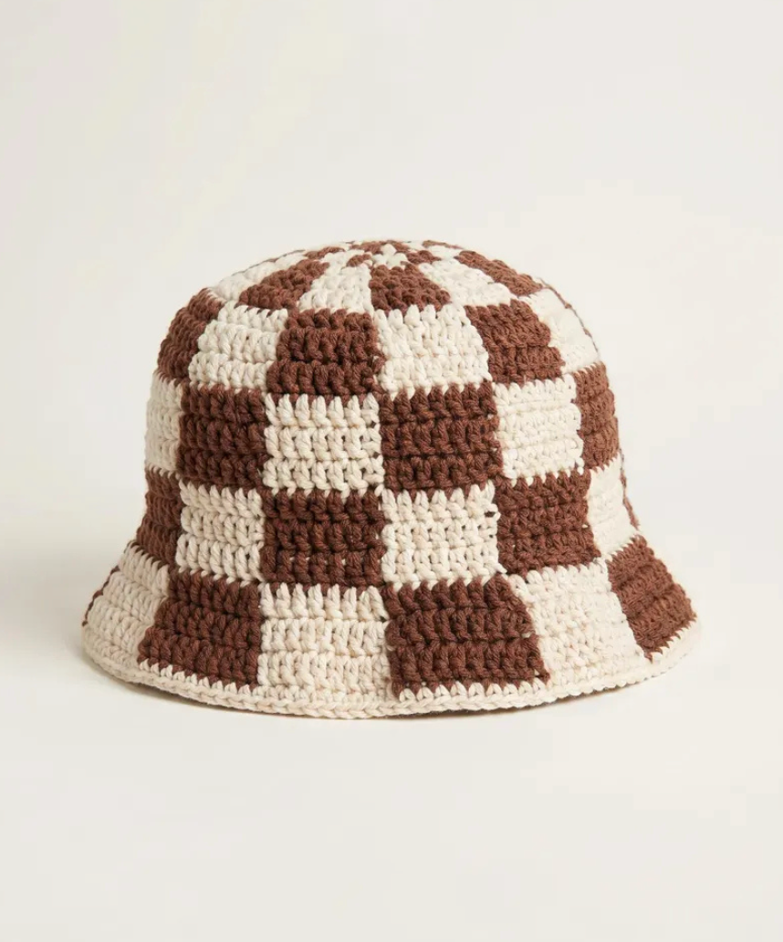 Checkerboard Crochet Bucket Hat