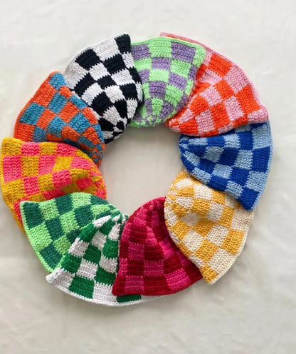 Checkerboard Crochet Bucket Hat