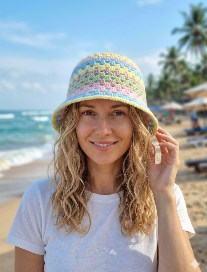 Bucket Hat Pastel Crochet