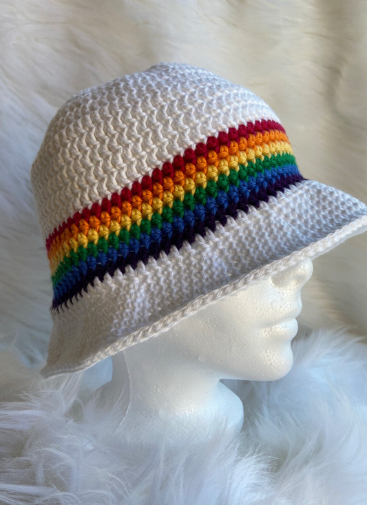 Bucket Hat Rainbow Crochet